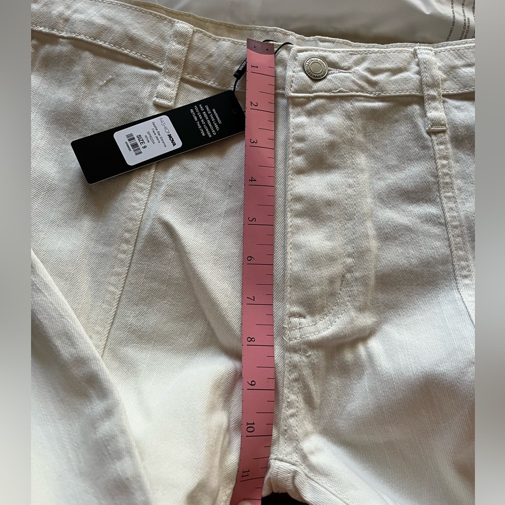 White Flare Jeans with Brown Star Accents - Picture 5 of 7